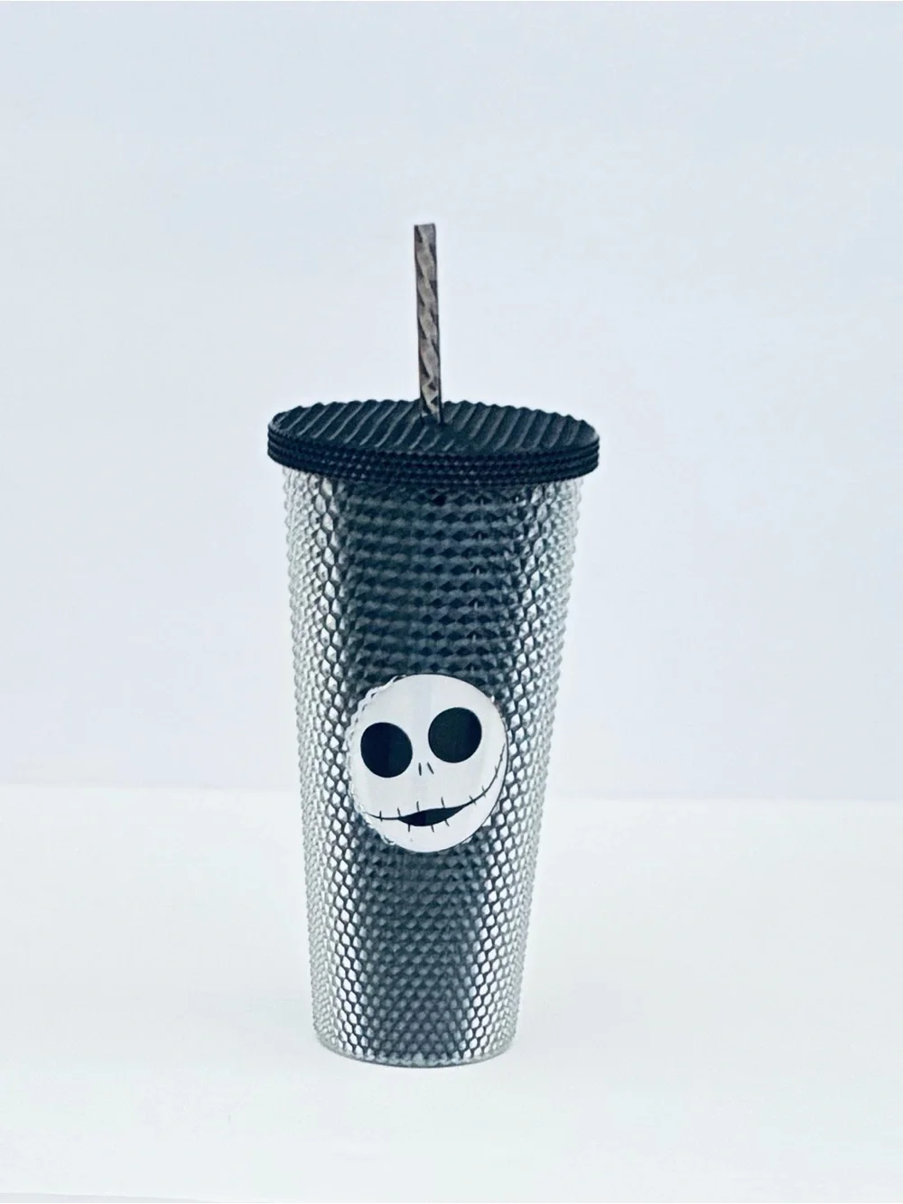 Nightmare Before Christmas Jack Tumbler Studded Cup Textured Black Lid Straw